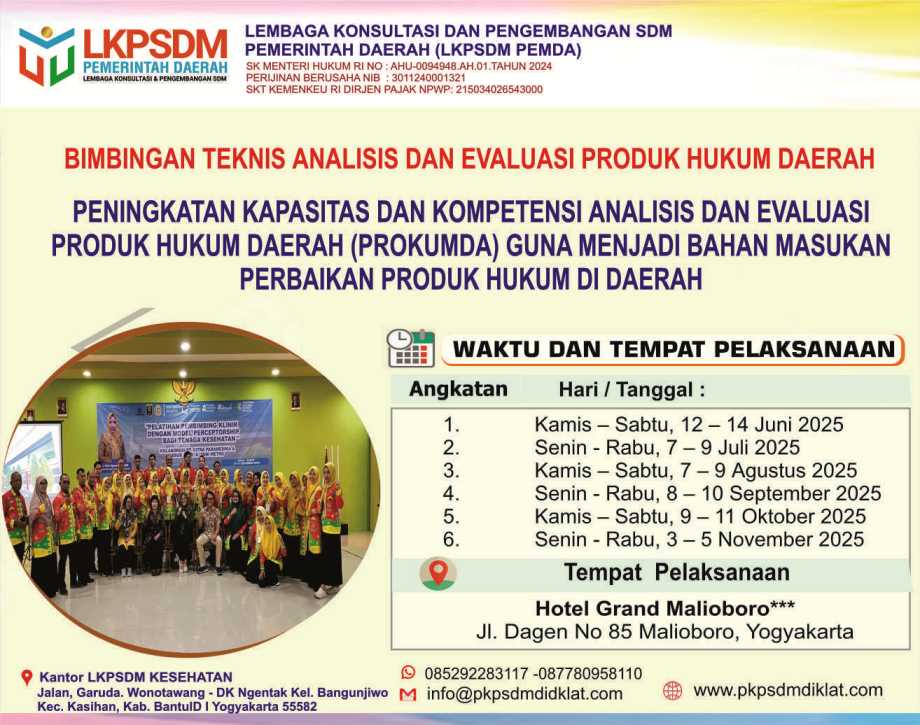 BIMBINGAN TEKNIS ANALISIS DAN EVALUASI PRODUK HUKUM DAERAH