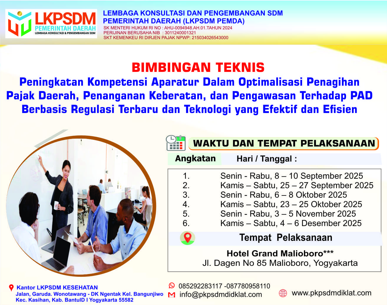 Bimbingan Teknis Bagi Bidang Penagihan  Pajak, Penanganan Keberatan, dan Pengawasan  PAD