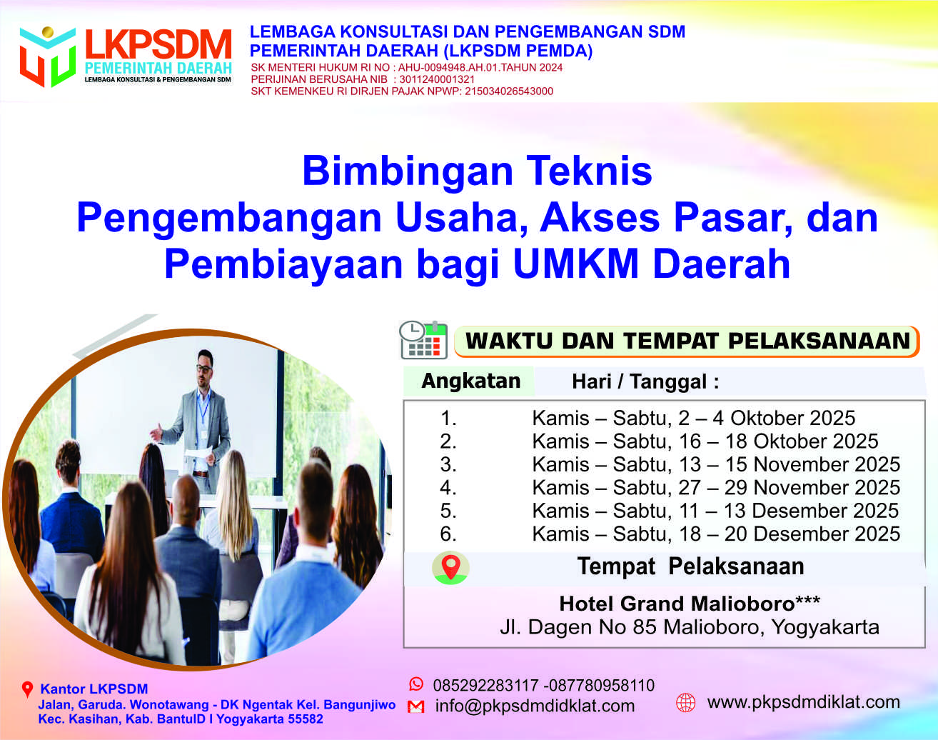 Bimtek Pengembangan Usaha, Akses Pasar, dan Pembiayaan bagi UMKM Daerah