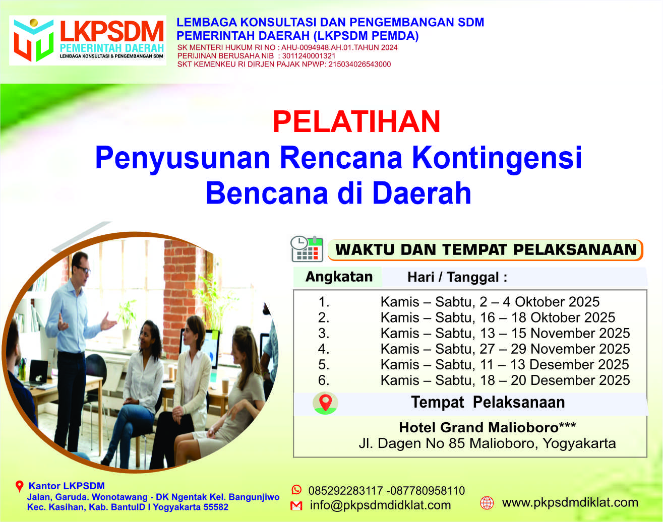 Pelatihan Penyusunan Rencana Kontingensi Bencana yang Sistematis, Aplikatif, dan Sesuai Pedoman Nasional